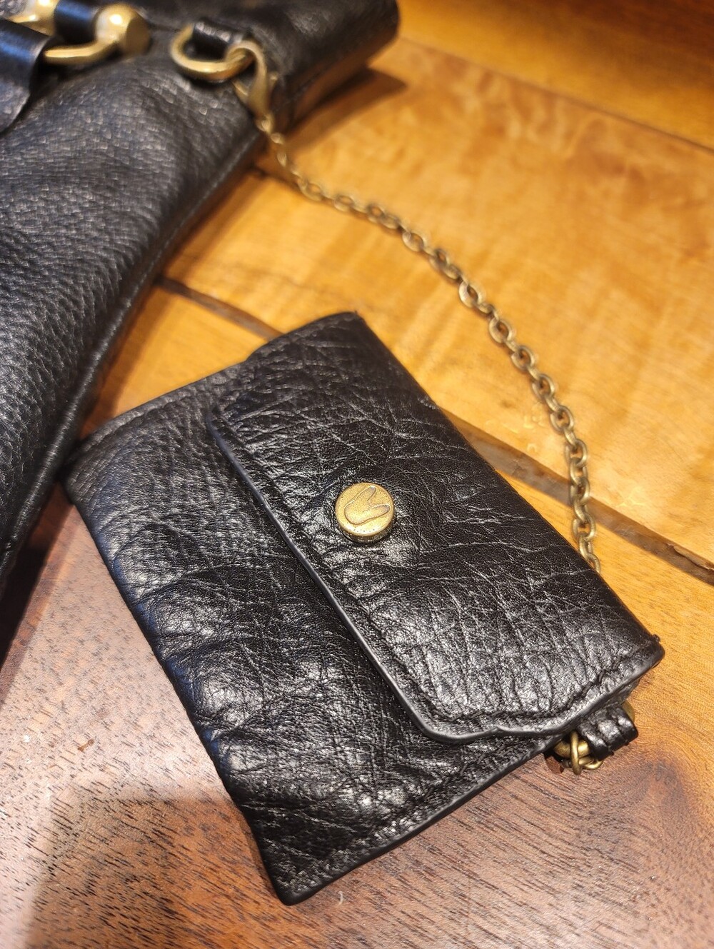 French Bull Jackie Shapiro Black Leather Studded Bag - Picture 3 of 14
